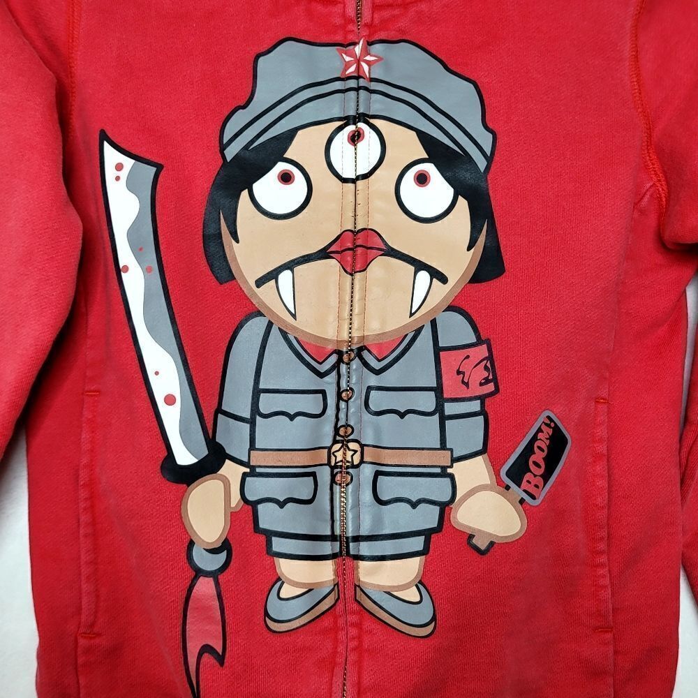 Devil Nut Under Red Flag Burning Embroidered Heav… - image 2